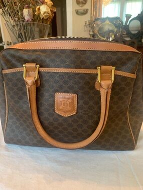 Celine Brown and Tan Macadam Canvas Top-Handle Satchel